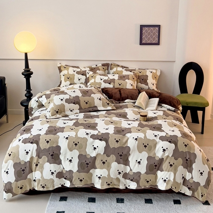 91家纺网 家纺一手货源 找家纺 （总）富馨莱 2024新款印花230克牛奶绒全消光四件套