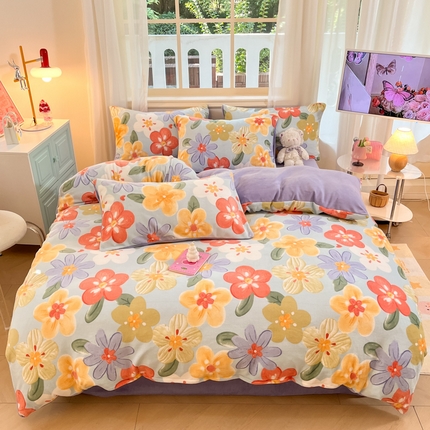 91家纺网 家纺一手货源 找家纺 （总）席佬大 2025新款冬季亲肤透气牛奶绒印花四件套 可提供买家秀