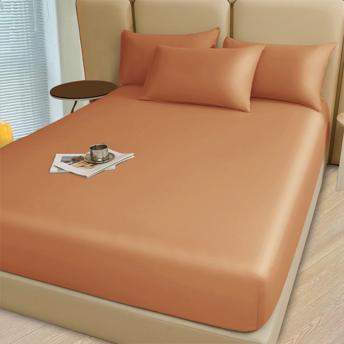 91家纺网 家纺一手货源 找家纺 优尚家纺 2025新款全棉纯棉磨毛床笠系列 浅豆沙