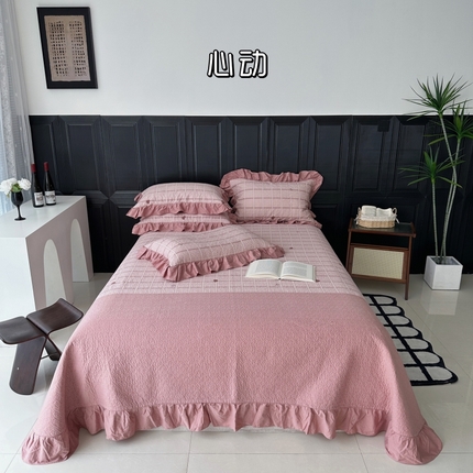 91家纺网 家纺一手货源 找家纺 （总）佰织鑫家居 2024新款全棉拼接款棉花砂洗床盖三件套