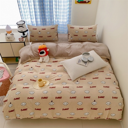 美乐迪家纺 2024新款高品质牛奶绒四件套 快乐小狗