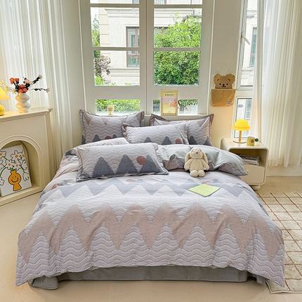 91家纺网 家纺一手货源 找家纺 （总）韩后家纺 2025新款全棉AB版磨毛印花四件套