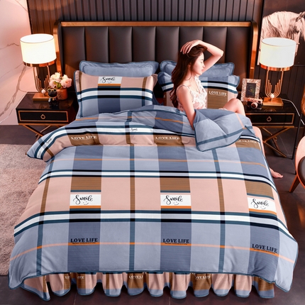 91家纺网 家纺一手货源 找家纺 （总）静缘分 2025新款230克特厚牛奶绒金貂绒床裙款保暖单品被套 