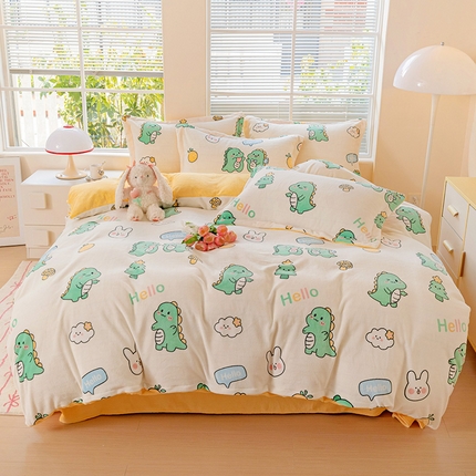 91家纺网 家纺一手货源 找家纺 （总）富馨莱 2024新款印花230克牛奶绒全消光四件套