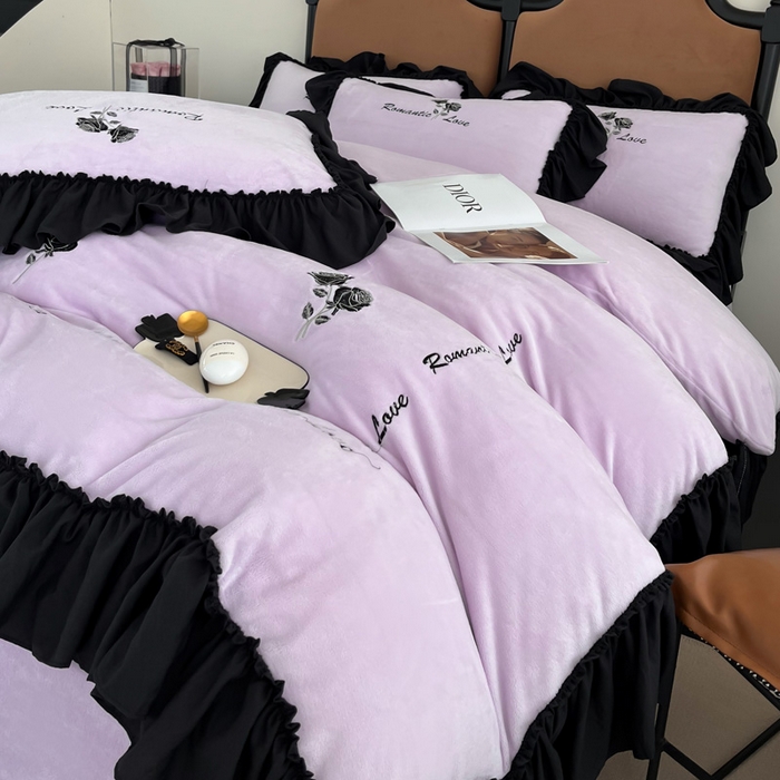 91家纺网 家纺一手货源 找家纺 凯美家居 2024新款法式牛奶绒刺绣四件套-欧雅 欧雅-浅紫