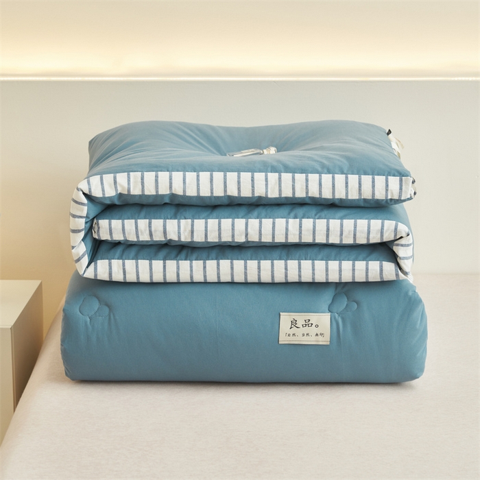 91家纺网 家纺一手货源 找家纺 （总）2024新款b类简约条纹立体大豆纤维冬被被子被芯
