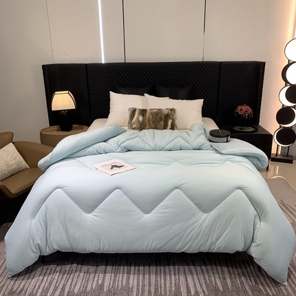 91家纺网 家纺一手货源 找家纺 奈萝家纺 2024新款超柔针织四季恒温春秋被冬被被子被芯 蓝色