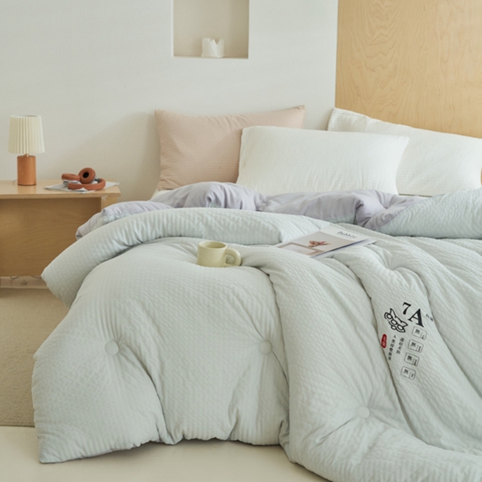 91家纺网 家纺一手货源 找家纺 子由 2024新款b类泡泡格7A抗菌大豆纤维冬被被子被芯 泡泡格-浅灰