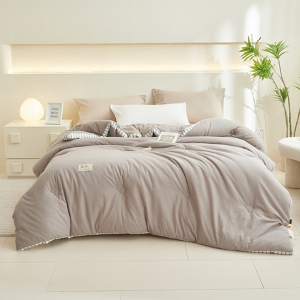 2024新款b类简约条纹立体大豆纤维冬被被子被芯 条纹立体-浅灰