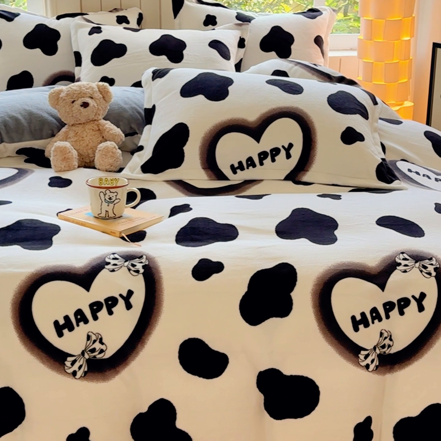 91家纺网 家纺一手货源 找家纺 狂想家 2025新款加厚牛奶绒卡通印花四件套 万事顺遂