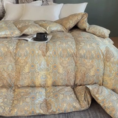 91家纺网 家纺一手货源 找家纺 华盛羽绒被壳 2024新款华盛糯棉印花羽毛被鹅绒被主推款 宫羽