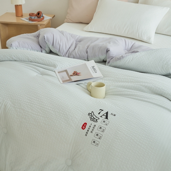 91家纺网 家纺一手货源 找家纺 子由 2024新款b类泡泡格7A抗菌大豆纤维冬被被子被芯 泡泡格-浅灰