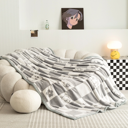 倾慕家纺 2024新款加厚保暖6D立体雪花绒系列-毛毯 北欧小熊
