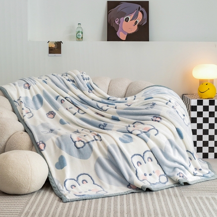 倾慕家纺 2024新款加厚保暖6D立体雪花绒系列-毛毯 波波兔