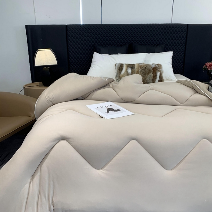 91家纺网 家纺一手货源 找家纺 奈萝家纺 2024新款超柔针织四季恒温春秋被冬被被子被芯 咖色