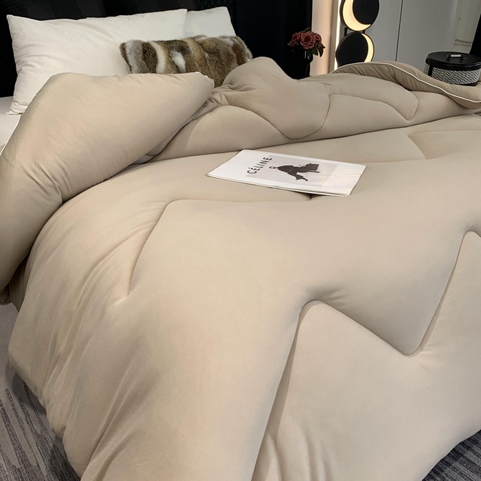 91家纺网 家纺一手货源 找家纺 奈萝家纺 2024新款超柔针织四季恒温春秋被冬被被子被芯 咖色