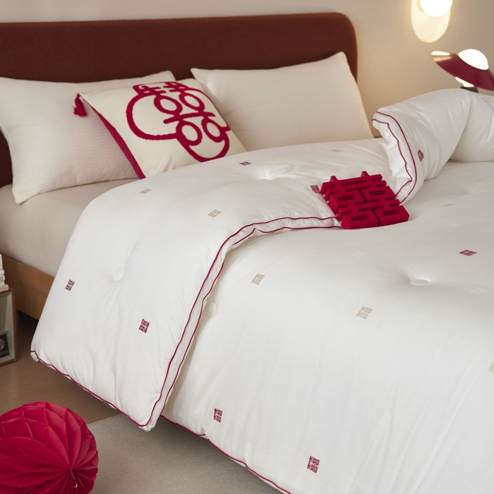 91家纺网 家纺一手货源 找家纺 （总）2024新款吾家有喜抗菌婚庆被 被子被芯