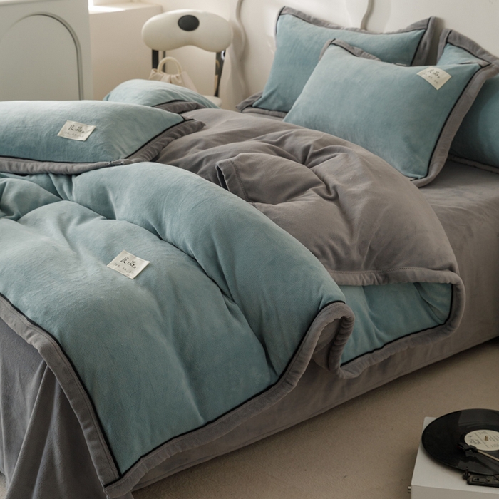 91家纺网 家纺一手货源 找家纺 （总）2024新款牛奶绒双拼可拆洗冬被被子被芯