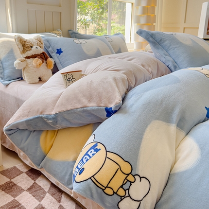 91家纺网 家纺一手货源 找家纺 （总）狂想家 2025新款加厚牛奶绒卡通印花四件套