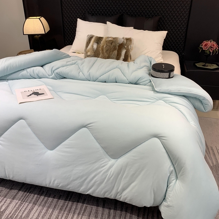 91家纺网 家纺一手货源 找家纺 奈萝家纺 2024新款超柔针织四季恒温春秋被冬被被子被芯 蓝色