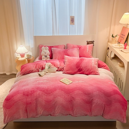 91家纺网 家纺一手货源 找家纺 （总）2024新款时尚高级经典轻奢北欧简约加厚200克牛奶绒四件套