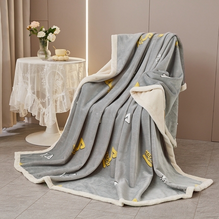 91家纺网 家纺一手货源 找家纺 2025新款A面欧棉绒B面北极绒复合毛毯盖毯毯子 遇见爱