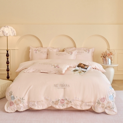 91家纺网 家纺一手货源 找家纺 （总）紫桐 Lila lndus 2025新款50s双股长绒棉居家系列四件套-花间溢彩