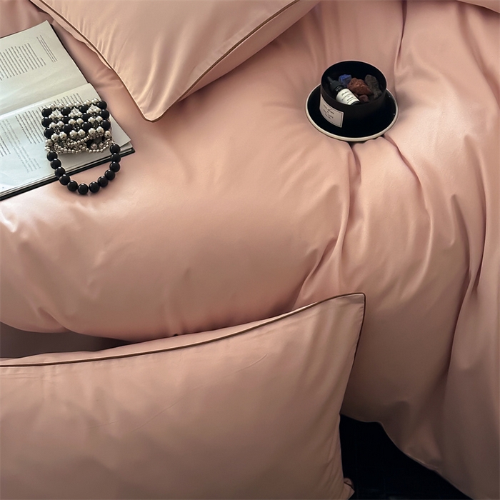 91家纺网 家纺一手货源 找家纺 三味舒屋 2024秋冬美拉德色系50s全棉磨毛四件套-棚拍详情图 蜜粉