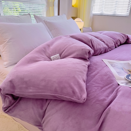 91家纺网 家纺一手货源 找家纺 七仙女家纺 2025新款A类230g高克重牛奶绒单品被套 丁香紫