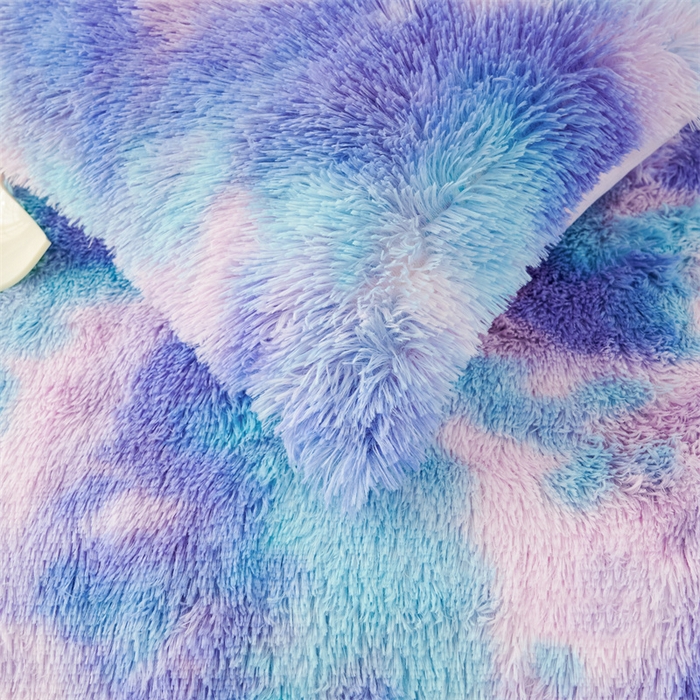 91家纺网 家纺一手货源 找家纺 品尚嘉家纺2025新款扎染水貂绒四件套长毛绒保暖套件扎染-兰彩虹