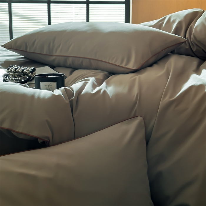 91家纺网 家纺一手货源 找家纺 三味舒屋 2024秋冬美拉德色系50s全棉磨毛四件套-棚拍详情图 竹青