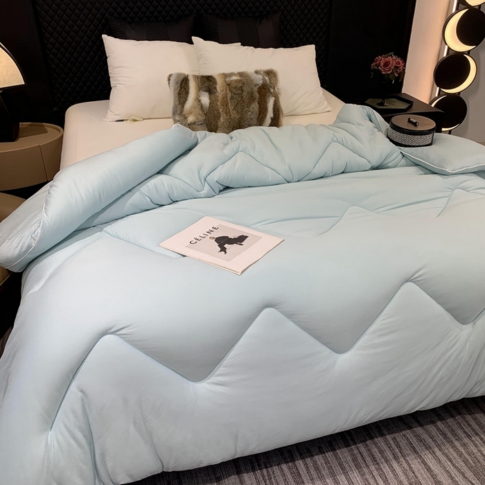 91家纺网 家纺一手货源 找家纺 奈萝家纺 2024新款超柔针织四季恒温春秋被冬被被子被芯 蓝色