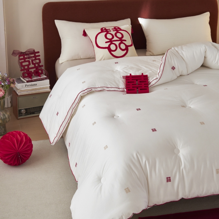 91家纺网 家纺一手货源 找家纺 （总）2024新款吾家有喜抗菌婚庆被 被子被芯