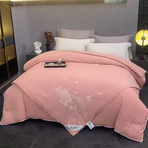 91家纺网 家纺一手货源 找家纺 恒鑫 2025新款全棉绣花桑蚕丝冬被春秋被拉链二合一子母被 轻柔玉