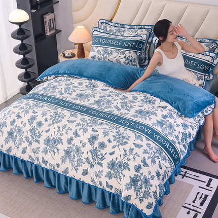 91家纺网 家纺一手货源 找家纺 总2024新款日产1万套+直播爆款8.5斤高克重牛奶绒四件套法莱绒金貂