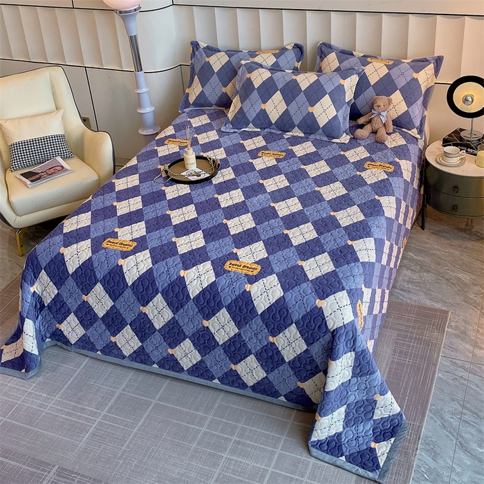 91家纺网 家纺一手货源 找家纺 凯儿 2025新款A类牛奶绒印花单床盖三件套 英伦时光