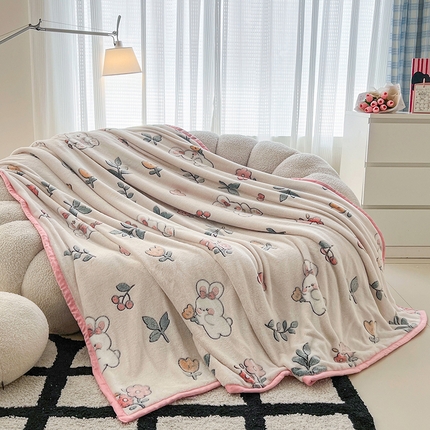 倾慕家纺 2024新款加厚保暖6D立体雪花绒系列-毛毯 萌萌兔