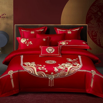 91家纺网 家纺一手货源 找家纺 （总）高大尚婚庆馆 2025新款长绒棉臻棉系列婚庆四件套多件套