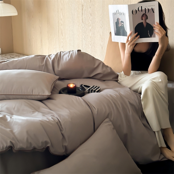 91家纺网 家纺一手货源 找家纺 三味舒屋 2024秋冬美拉德色系50s全棉磨毛四件套-棚拍详情图 拉斯灰