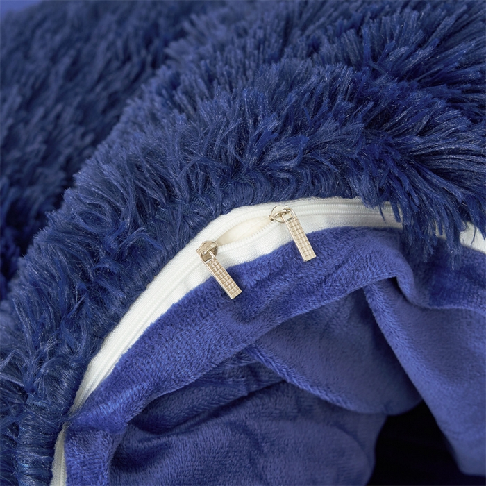 91家纺网 家纺一手货源 找家纺 品尚嘉家纺2025新款纯色水貂绒四件套长毛绒保暖套件藏青