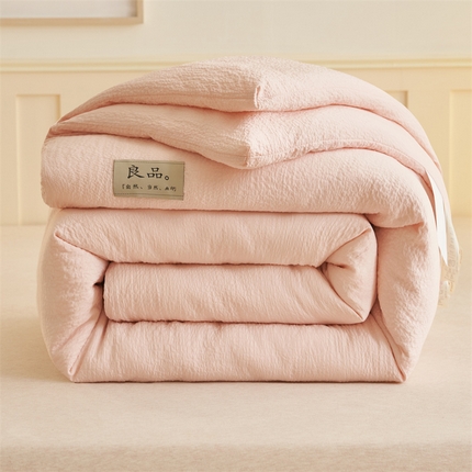 91家纺网 家纺一手货源 找家纺 子由 2024新款b类韩系邹邹格大豆纤维冬被被子被芯 邹邹格-浅粉