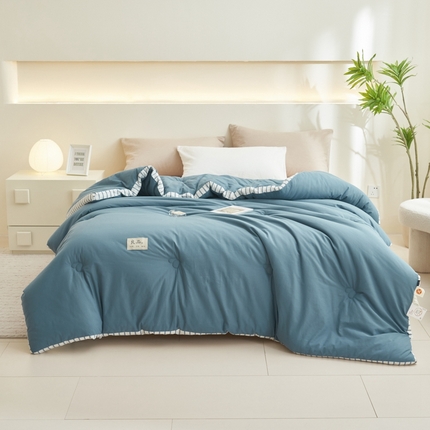 2024新款b类简约条纹立体大豆纤维冬被被子被芯 条纹立体-黛蓝