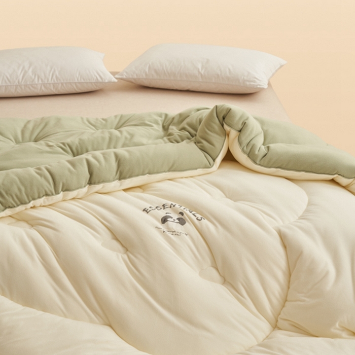 91家纺网 家纺一手货源 找家纺 2024新款b类针织德绒猫猫大豆冬被被子被芯 猫猫被-奶杏