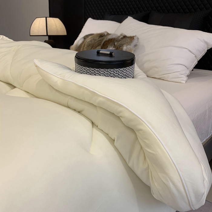 91家纺网 家纺一手货源 找家纺 奈萝家纺 2024新款超柔针织四季恒温春秋被冬被被子被芯 米黄