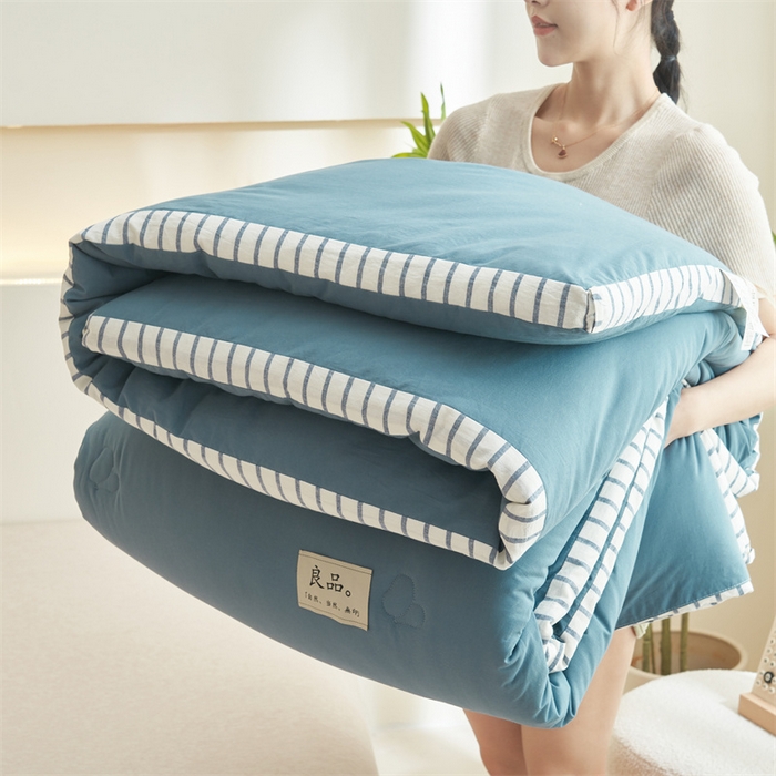 91家纺网 家纺一手货源 找家纺 （总）2024新款b类简约条纹立体大豆纤维冬被被子被芯