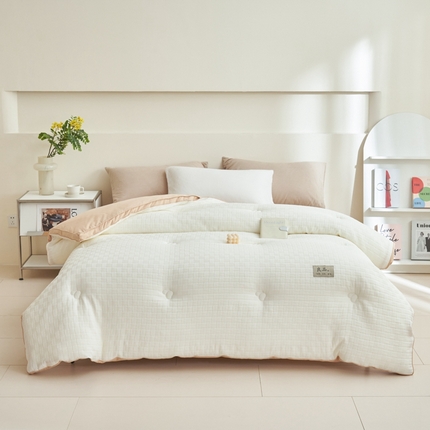 2024新款b类针织良品格大豆纤维冬被被子被芯 良品格-白+杏