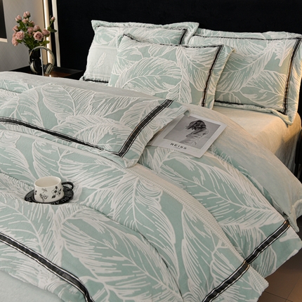 91家纺网 家纺一手货源 找家纺 （总）妮恒美 2024新款提花织带款牛奶绒床笠款四件套11