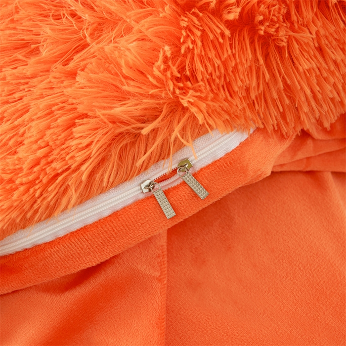 91家纺网 家纺一手货源 找家纺 品尚嘉家纺2025新款纯色水貂绒四件套长毛绒保暖套件桔色