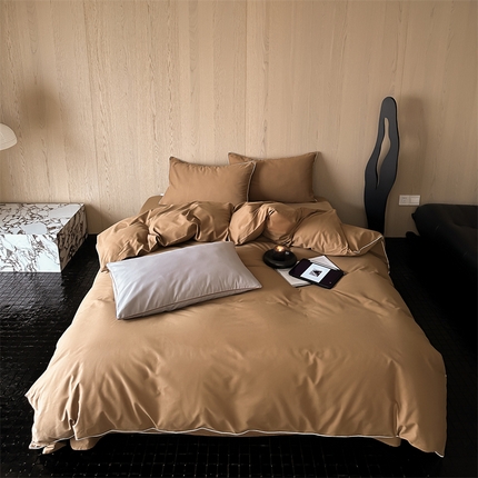 91家纺网 家纺一手货源 找家纺 （总）三味舒屋 2024秋冬美拉德色系50s全棉磨毛四件套-棚拍详情图