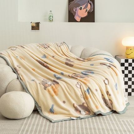 倾慕家纺 2024新款加厚保暖6D立体雪花绒系列-毛毯 奶酪小熊